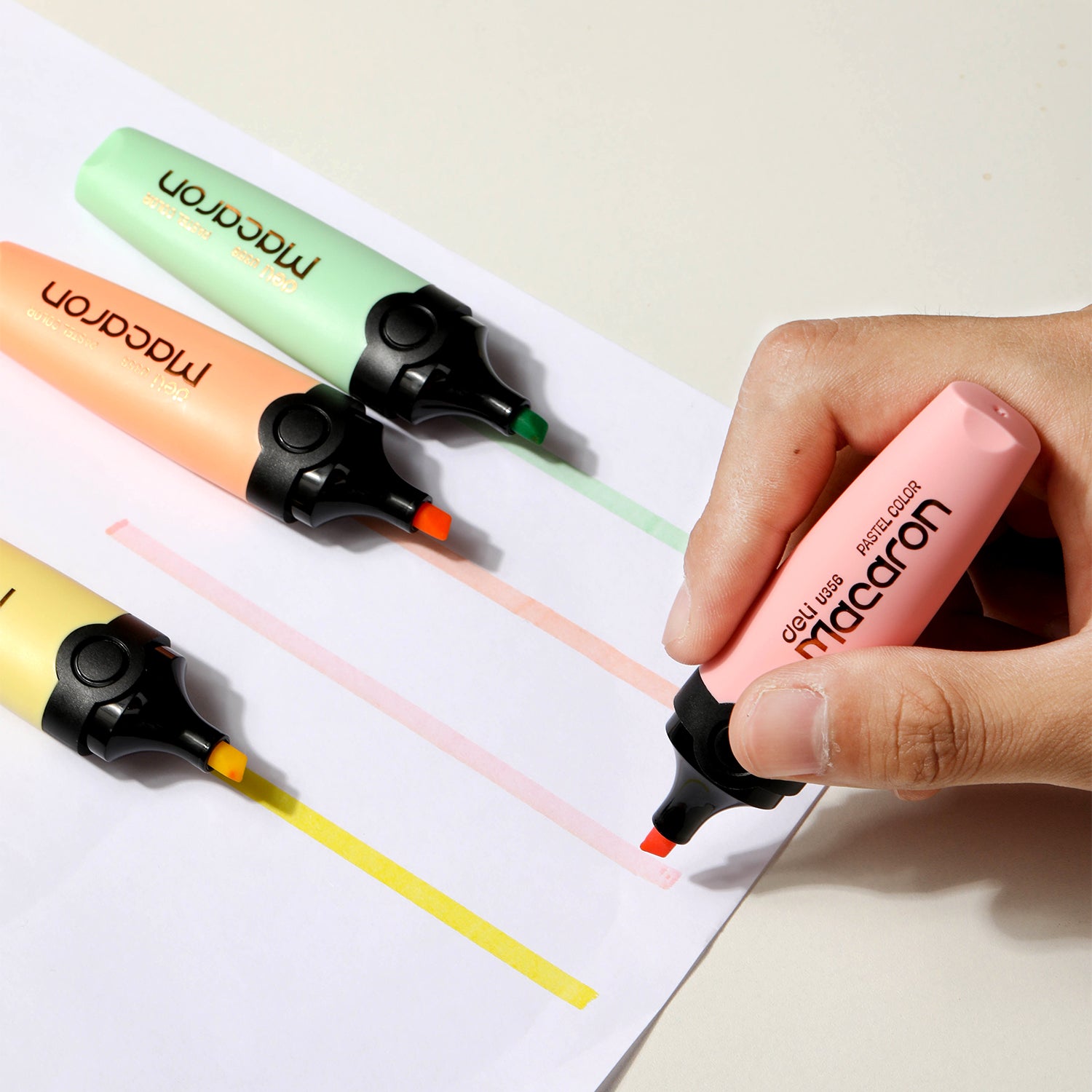 Textmarker set 4 culori pastel Macarons Deli