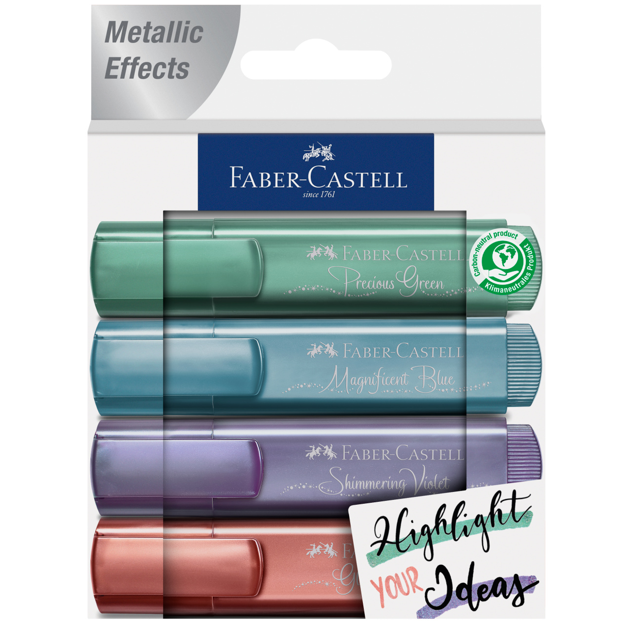 Textmarker evidentiator set 4 culori metalizate Faber-Castell