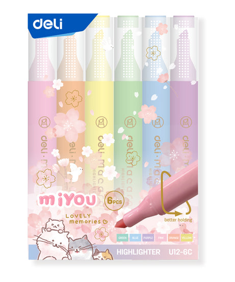 Textmarker slim set 6 culori pastel Miyou Macarons Deli